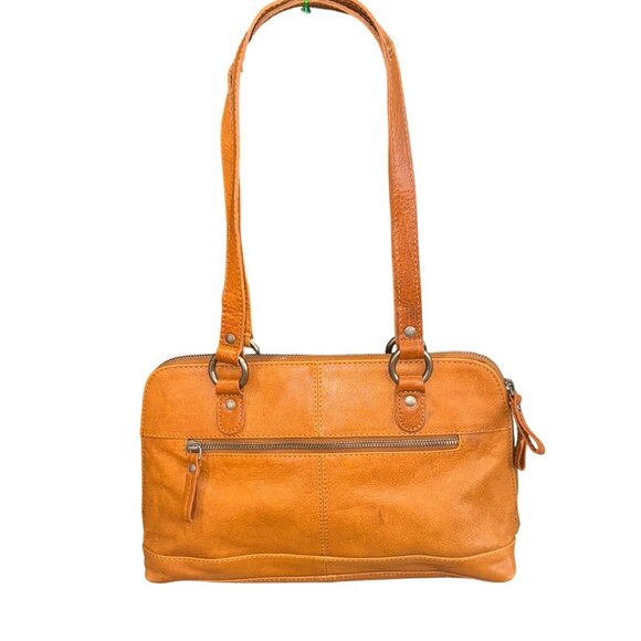 Spike & Sparrow Vintage Camel Leather Handbag Satchel Shoulder Bag Zip Closure - Picture 2 of 13